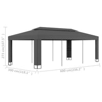 Thumbnail for Pavillon mit Doppeldach 3 x 6 m Anthrazit