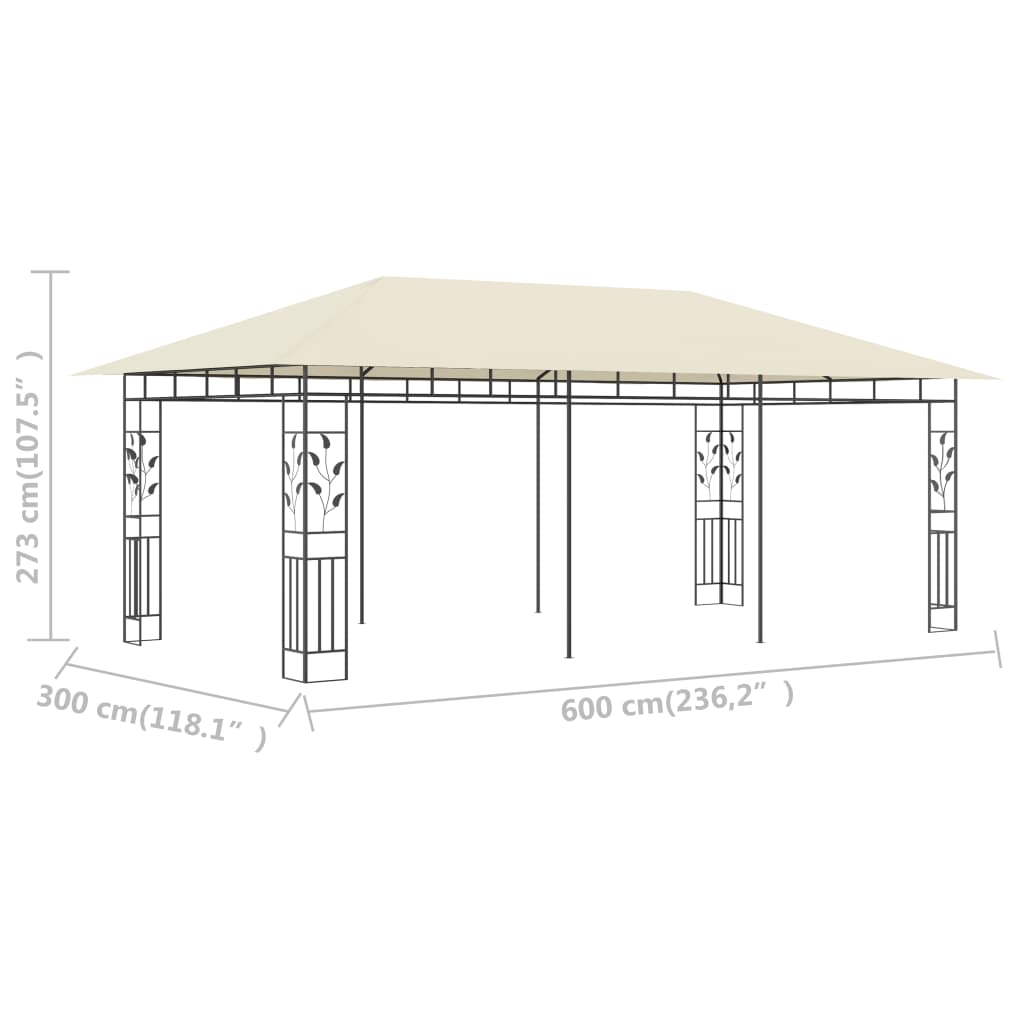 Pavillon mit Moskitonetz 6x3x2,73 m Creme
