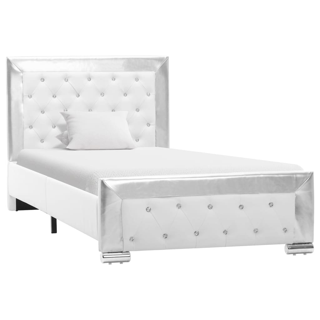 Bettgestell Weiß Kunstleder 90 x 200 cm