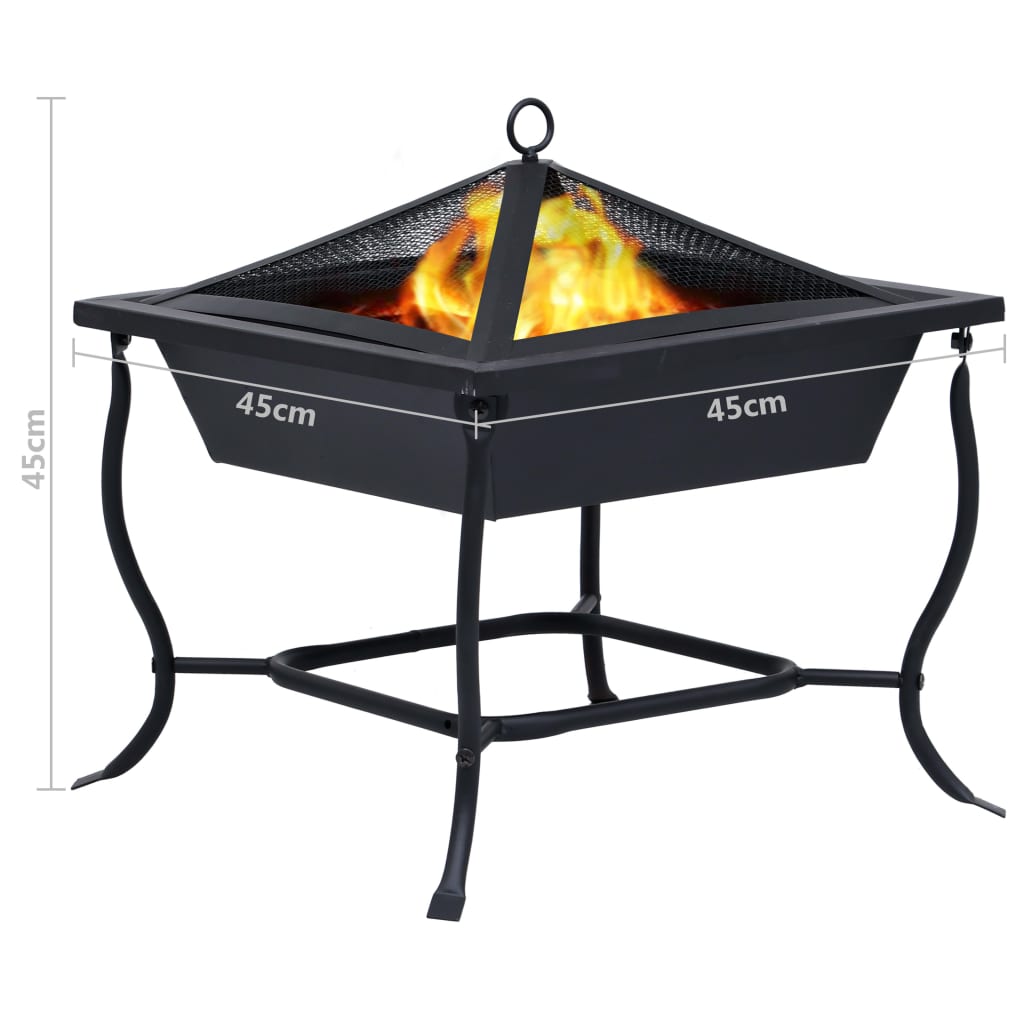 Feuerstelle Schwarz 45x45x45 cm Stahl