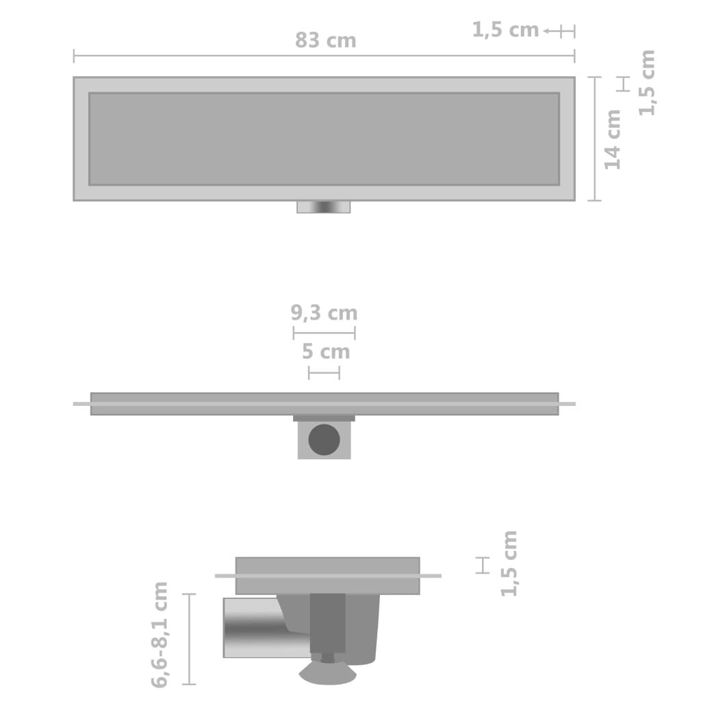 Duschablauf 2-in-1 Abdeckung 83×14 cm Edelstahl