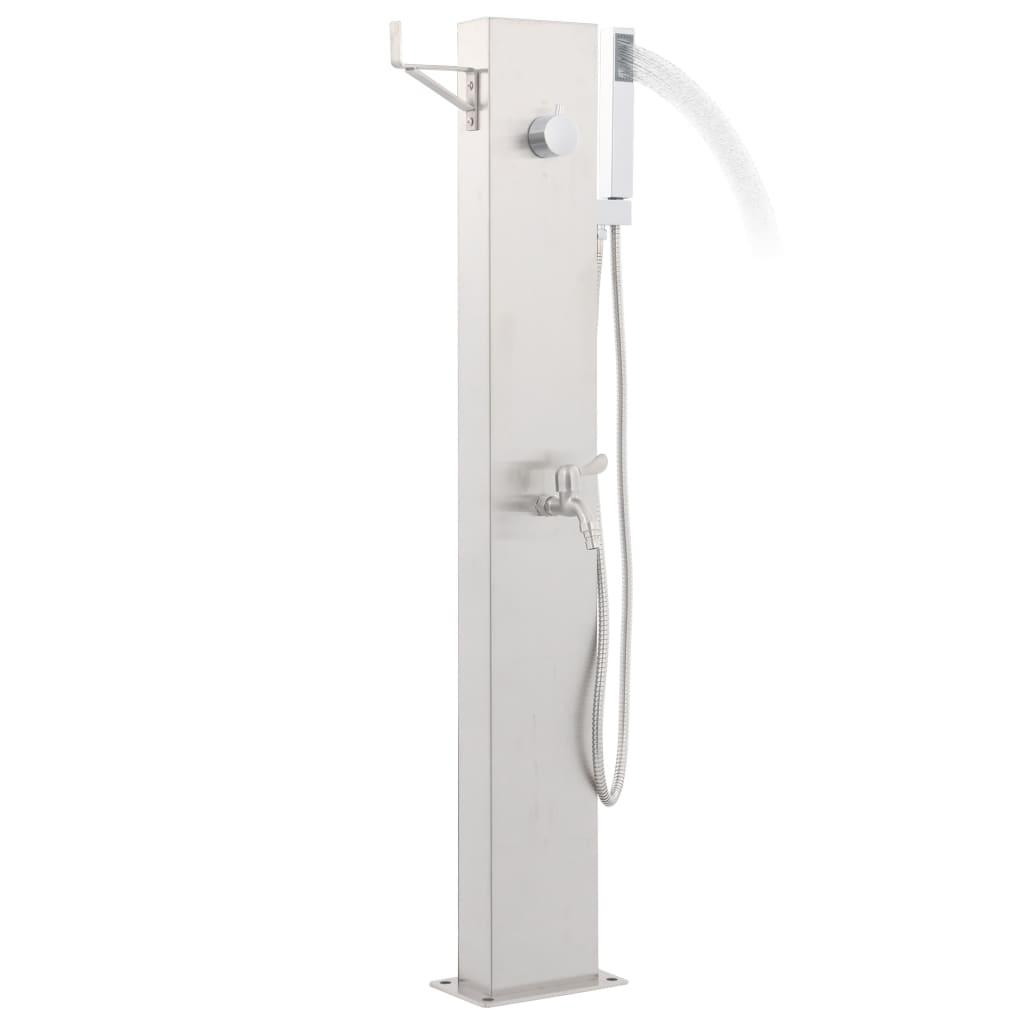 Gartendusche mit Wasserhahn 110 cm Edelstahl