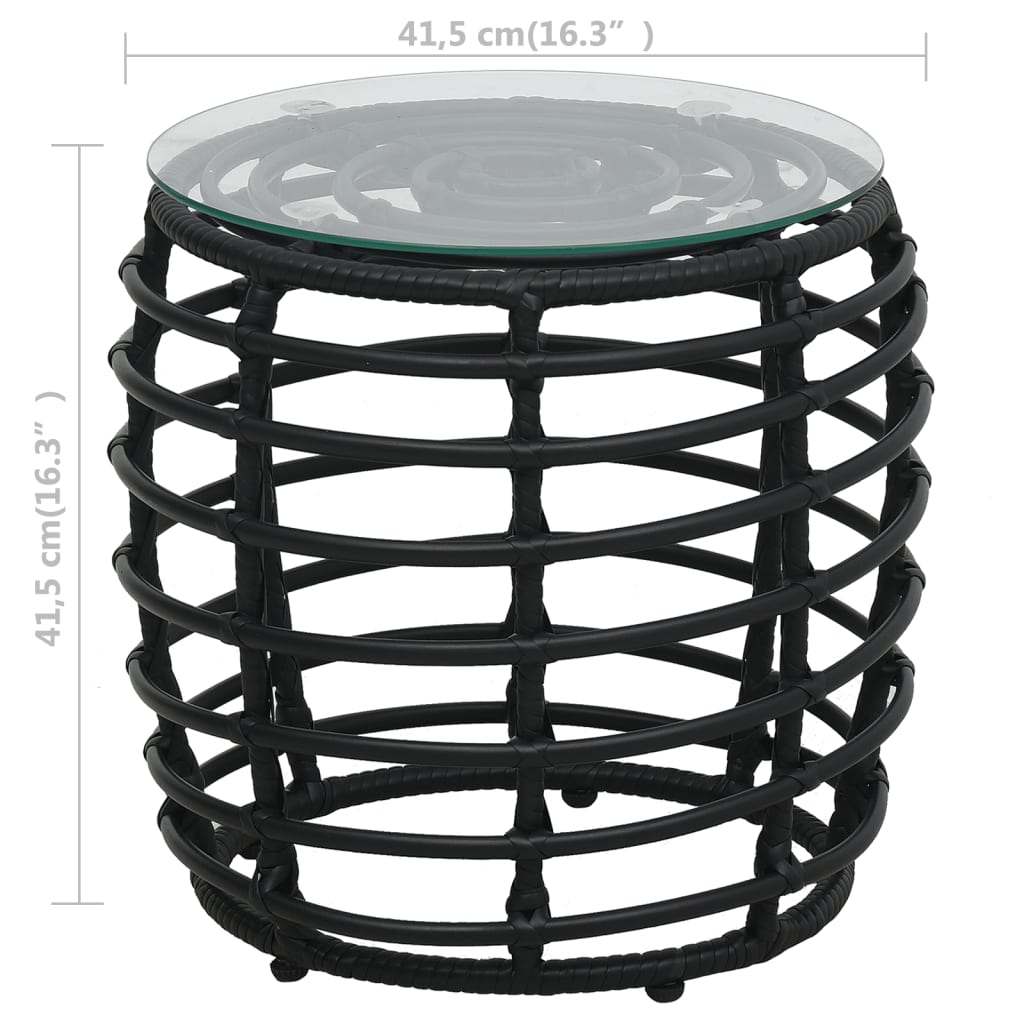3-tlg. Bistro-Set Poly Rattan Schwarz