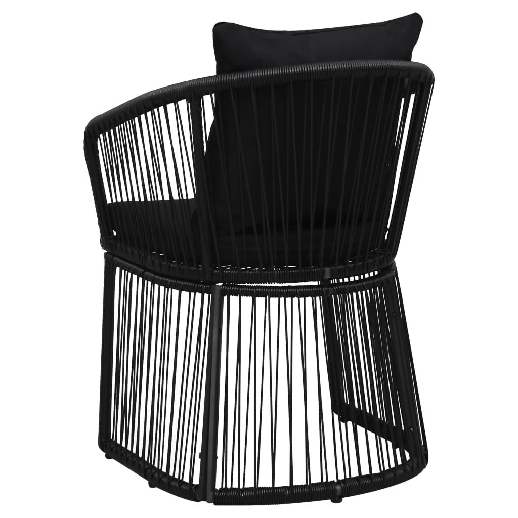 Gartenstühle 2 Stk. mit Polstern und Kissen PVC Rattan Schwarz