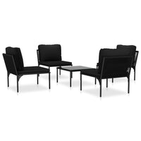 Thumbnail for 5-tlg. Garten-Lounge-Set mit Auflagen Schwarz PVC