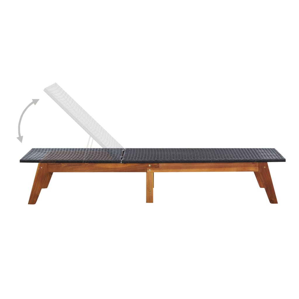 Sonnenliege mit Tisch Poly Rattan und Massivholz Akazie