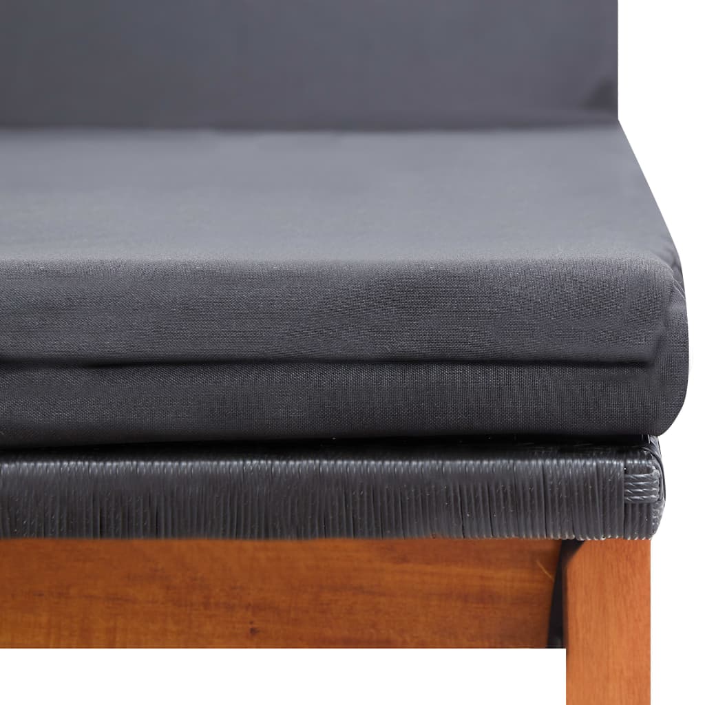Sonnenliege mit Tisch Poly Rattan und Massivholz Akazie