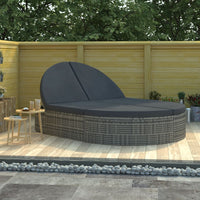 Thumbnail for Doppel-Sonnenliege mit Kissen Poly Rattan Grau