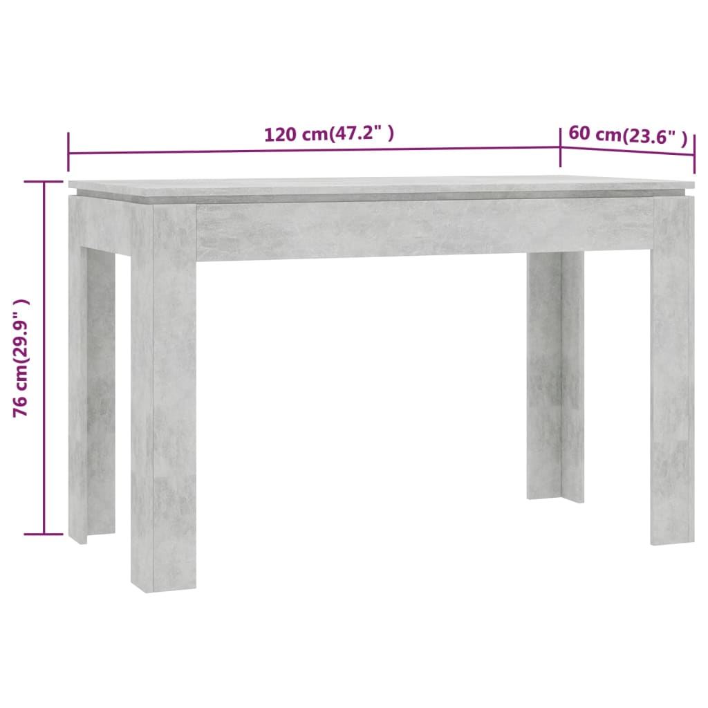 Esstisch Betongrau 120x60x76 cm Holzwerkstoff