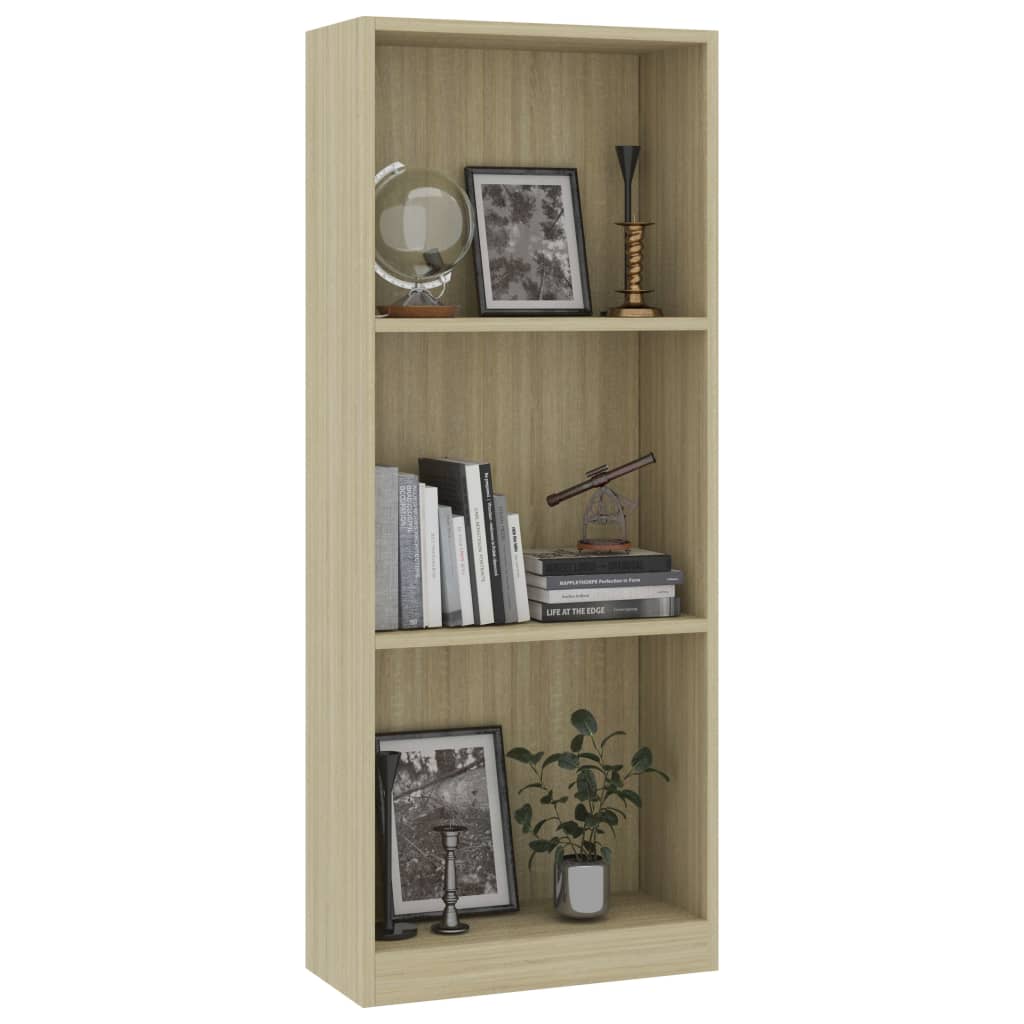 Bücherregal 3 Fächer Sonoma-Eiche 40x24x108 cm Holzwerkstoff