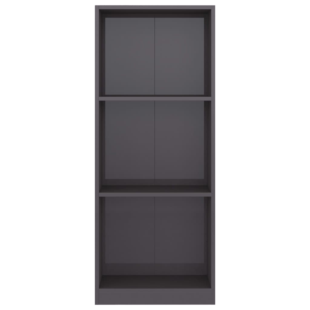 Bücherregal 3 Fächer Hochglanz-Grau 40x24x108 cm Holzwerkstoff