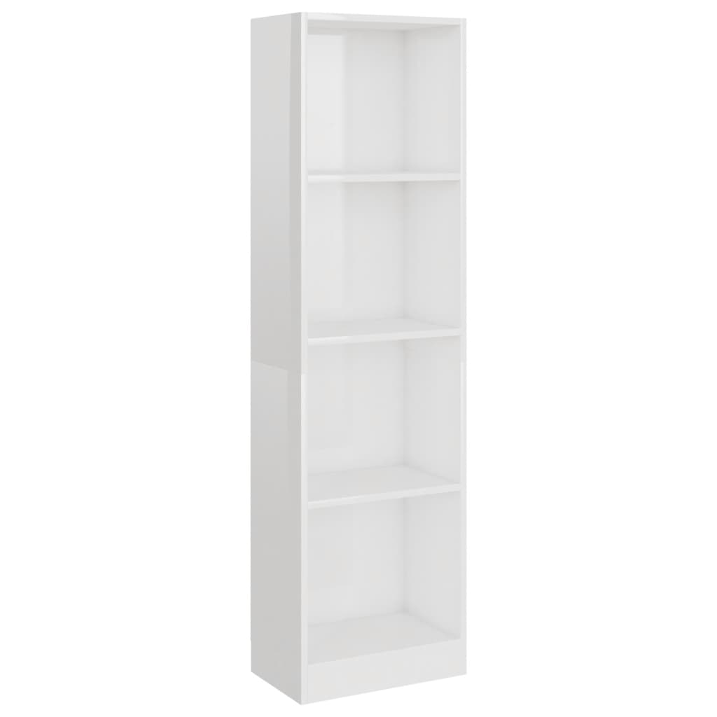 Bücherregal 4 Fächer Hochglanz-Weiß 40x24x142 cm Holzwerkstoff