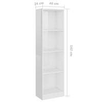 Thumbnail for Bücherregal 4 Fächer Hochglanz-Weiß 40x24x142 cm Holzwerkstoff