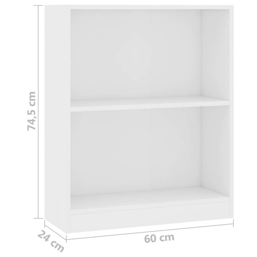Bücherregal Weiß 60x24x74,5 cm Holzwerkstoff