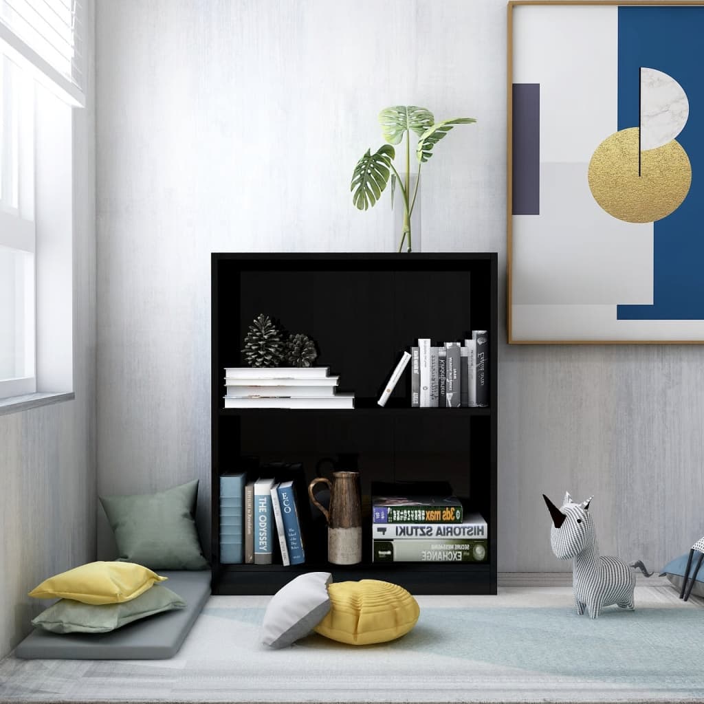 Bücherregal Hochglanz-Schwarz 60x24x74,5 cm Holzwerkstoff