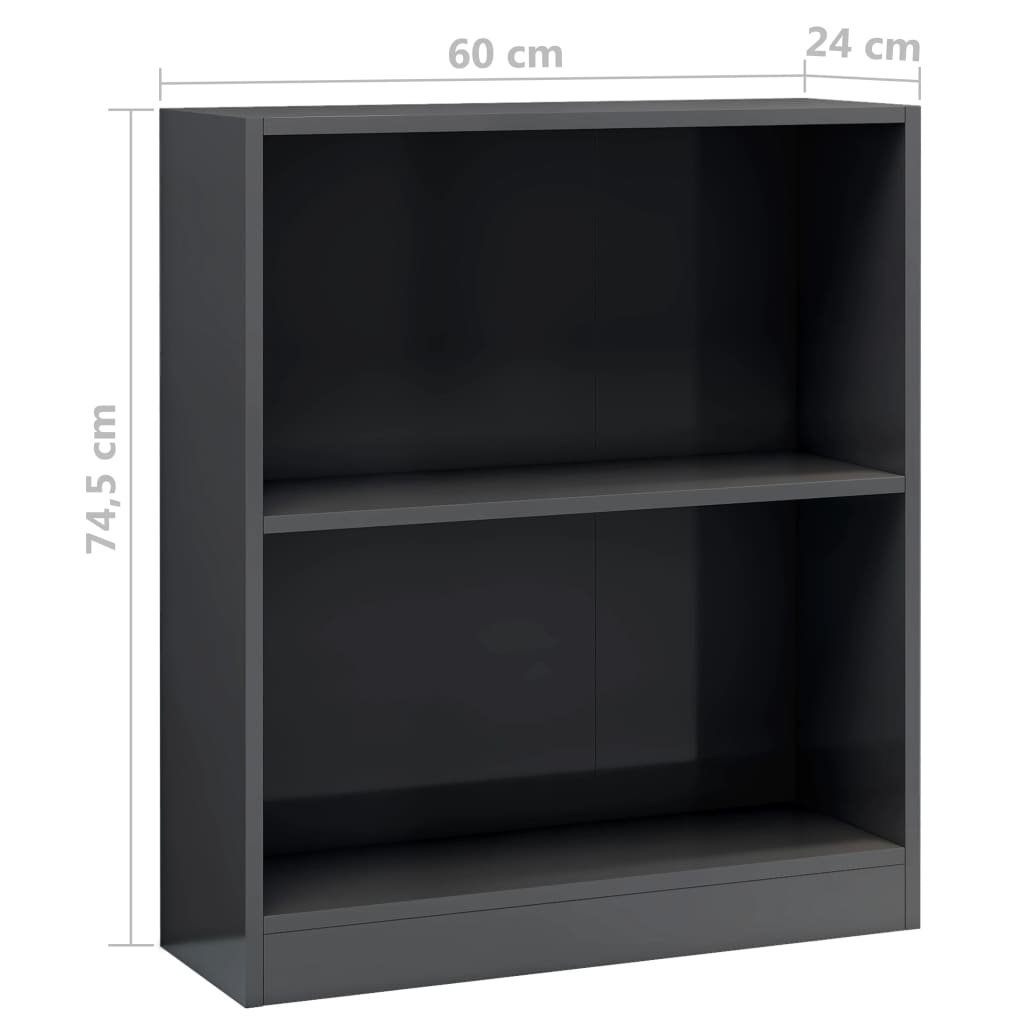 Bücherregal Hochglanz-Grau 60x24x74,5 cm Holzwerkstoff