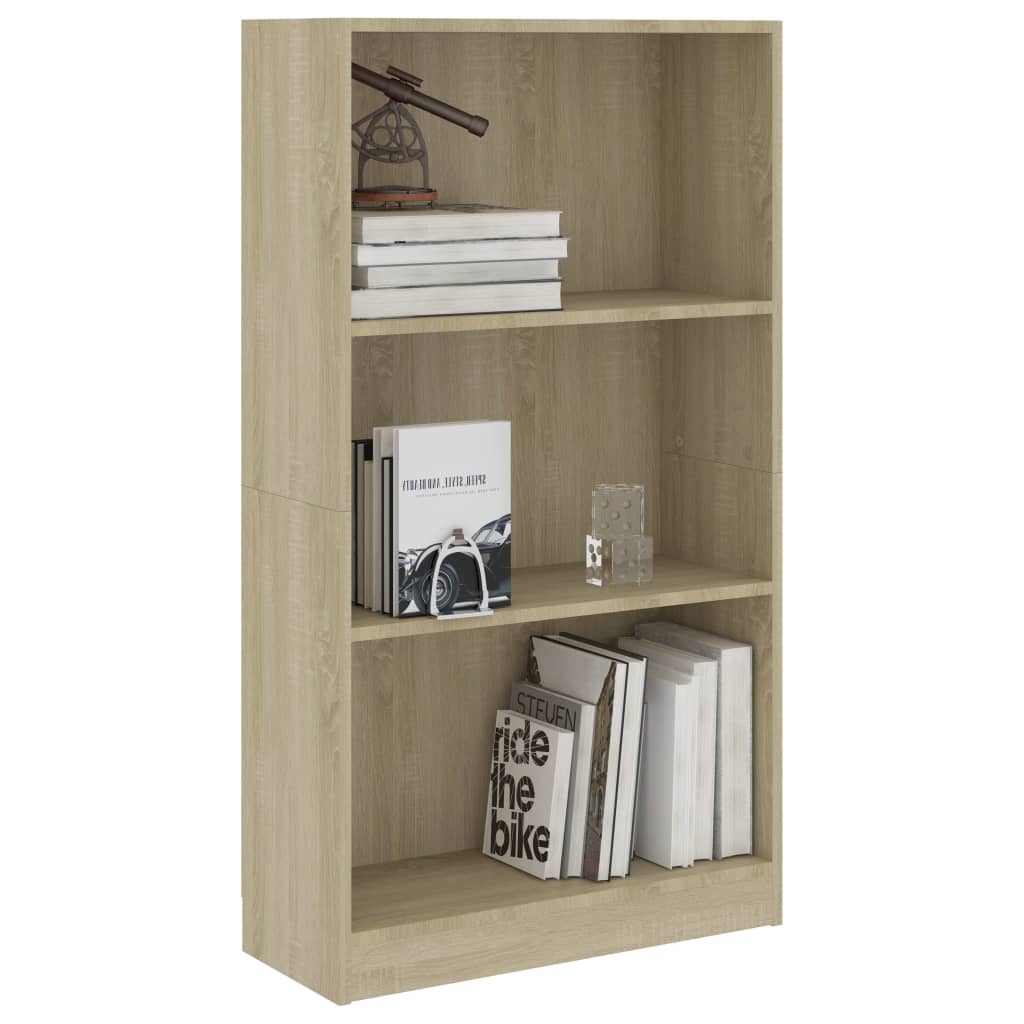 Bücherregal 3 Fächer Sonoma-Eiche 60x24x109 cm Holzwerkstoff