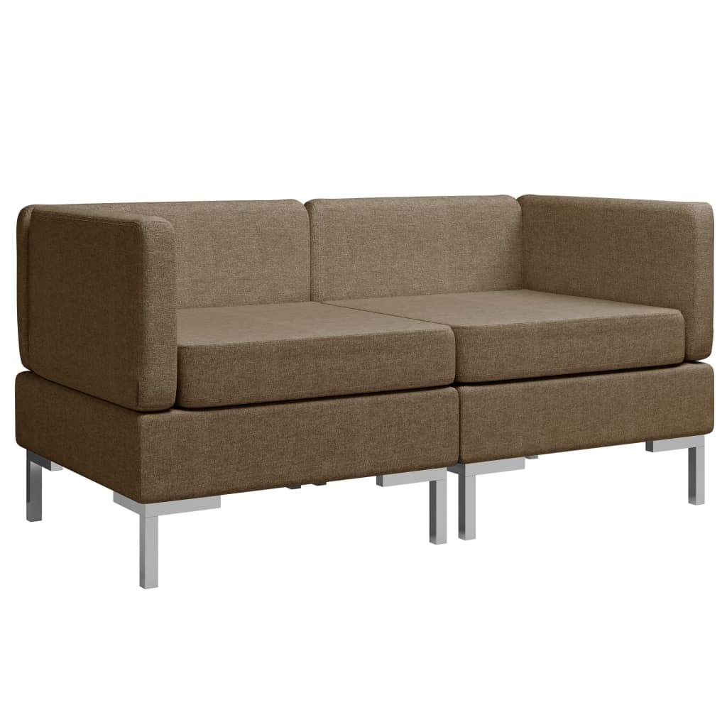 Modular-Ecksofas 2 Stk. mit Auflagen Stoff Braun