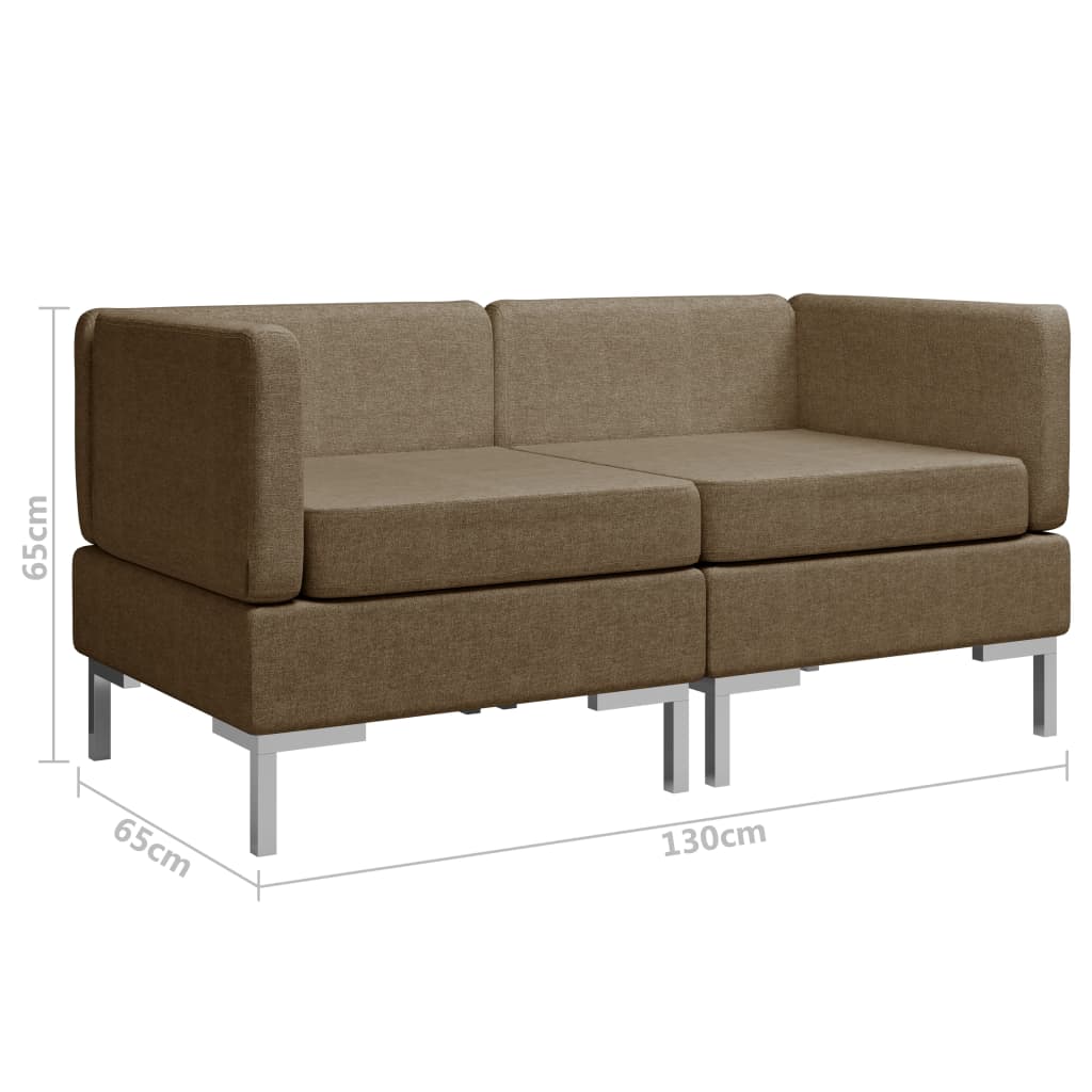 Modular-Ecksofas 2 Stk. mit Auflagen Stoff Braun