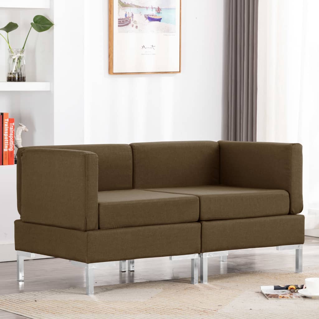 Modular-Ecksofas 2 Stk. mit Auflagen Stoff Braun