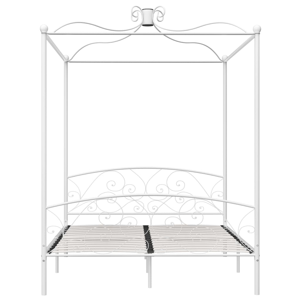 Himmelbett-Gestell Weiß Metall 160 x 200 cm