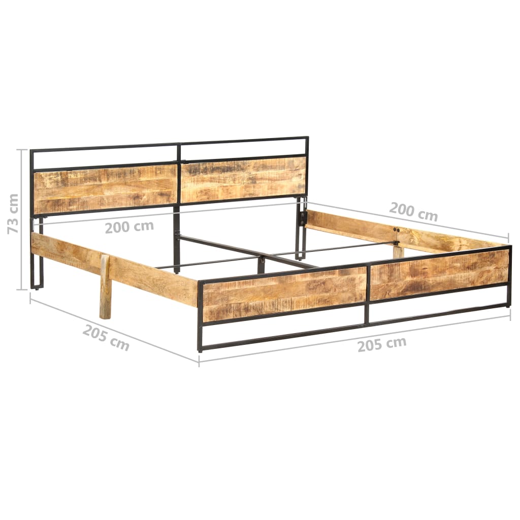 Massivholzbett Raues Mangoholz 200x200 cm