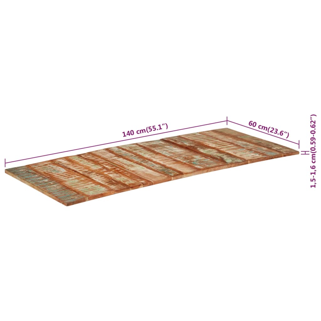 Tischplatte Rechteckig 60x140 cm 15-16mm Altholz Massiv