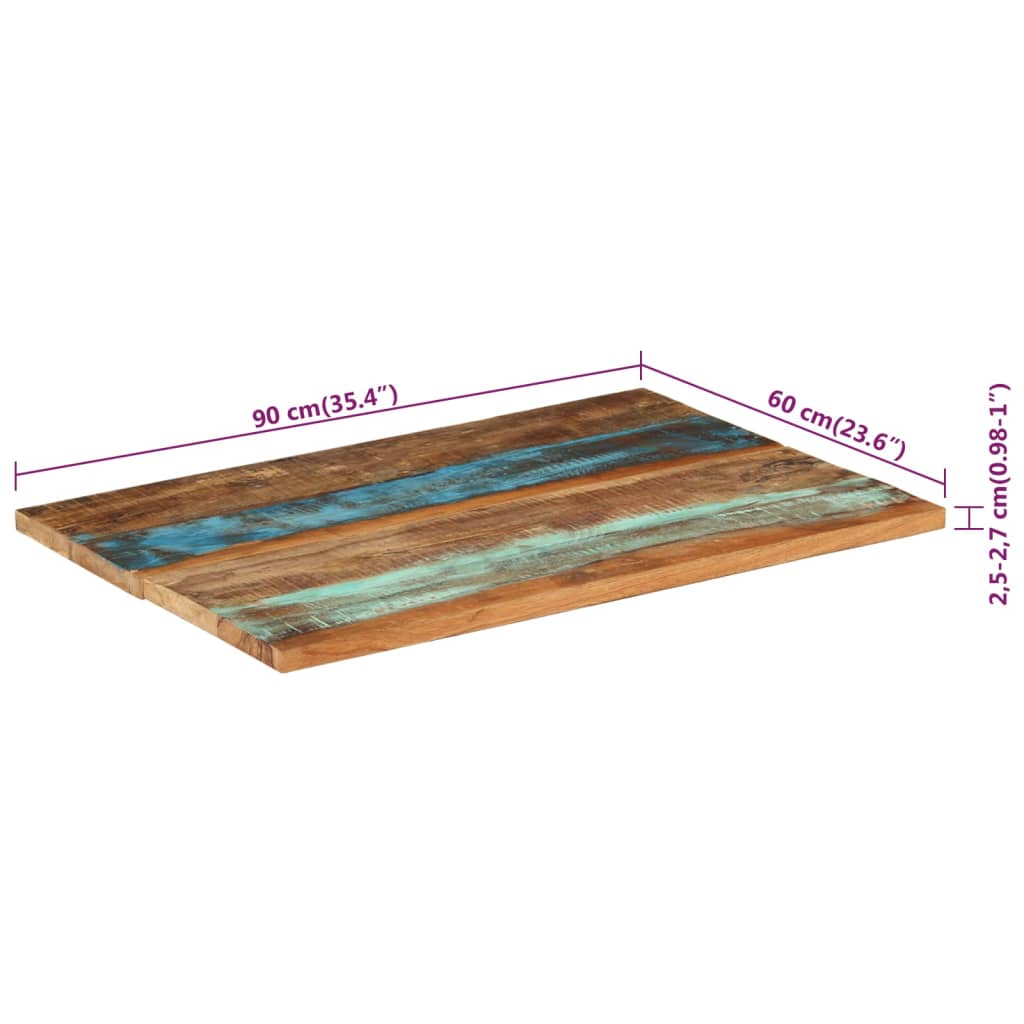 Tischplatte Rechteckig 60x90 cm 25-27 mm Altholz Massiv
