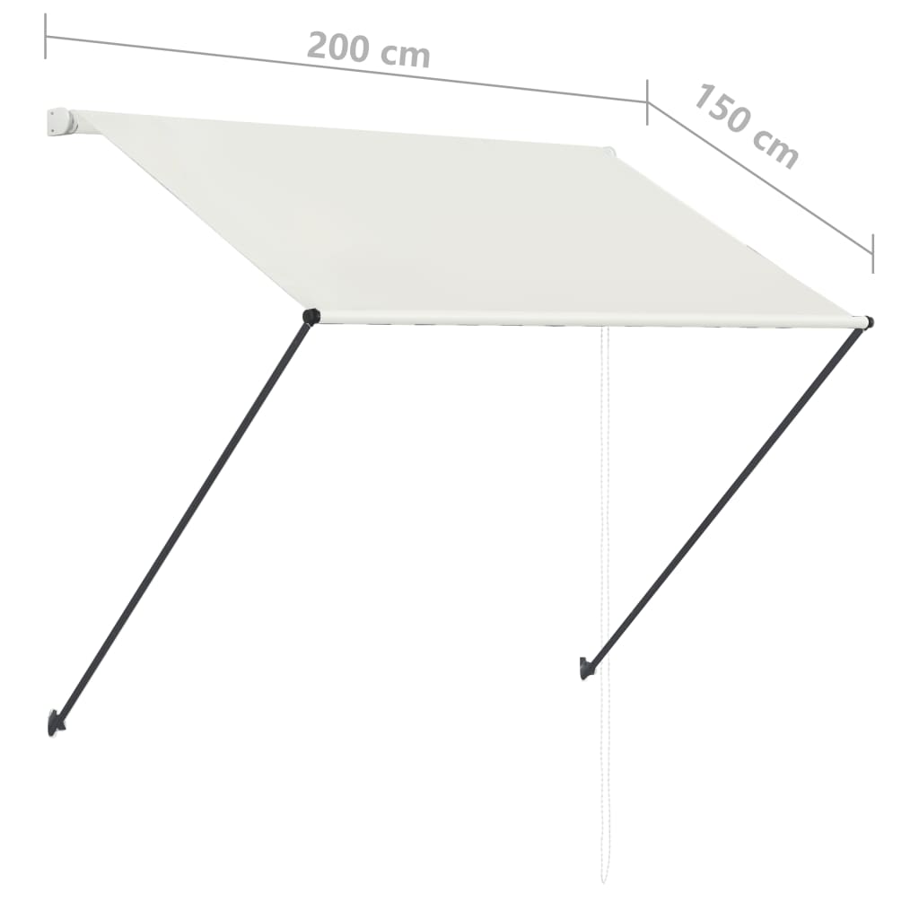 Einziehbare Markise mit LED 200×150 cm Creme