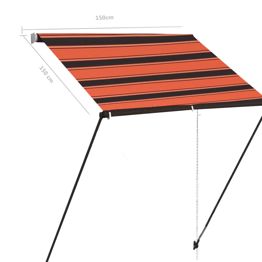 Einziehbare Markise mit LED 150×150 cm Orange und Braun