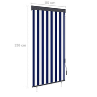 Thumbnail for Außenrollo 80 x 250 cm Blau und Weiß