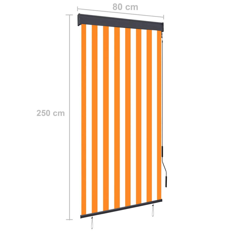 Außenrollo 80 x 250 cm Weiß und Orange