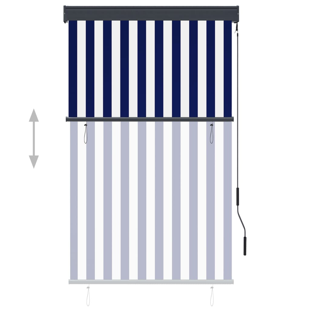 Außenrollo 100 x 250 cm Blau und Weiß