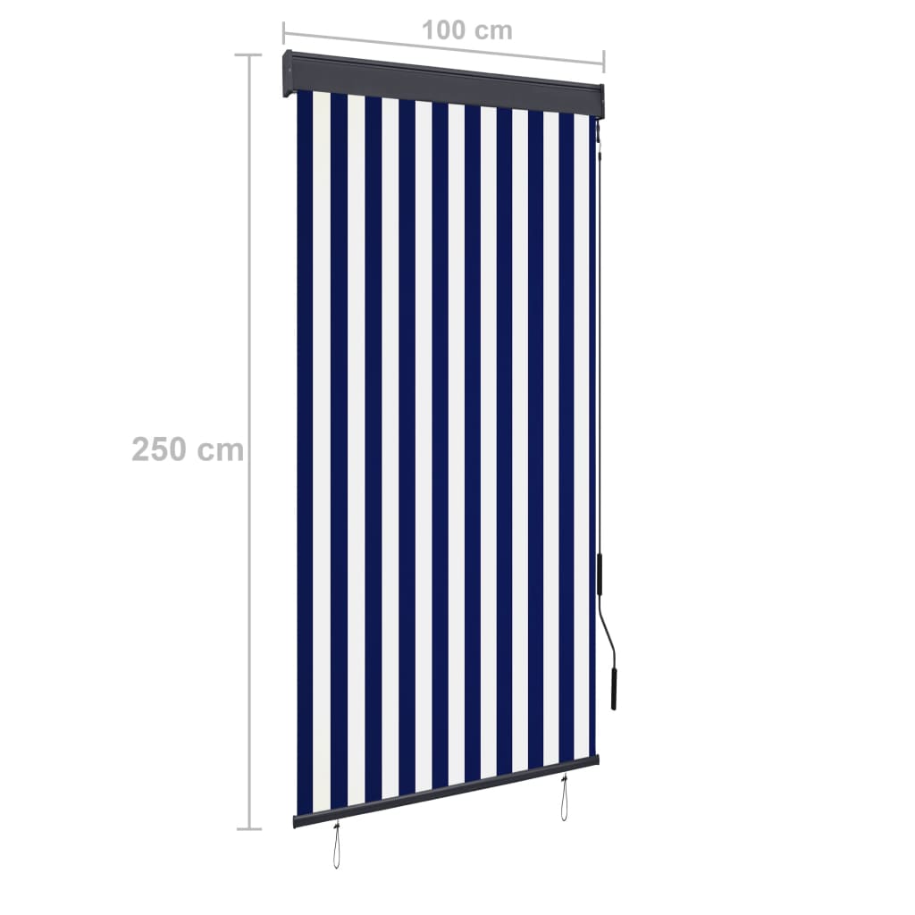 Außenrollo 100 x 250 cm Blau und Weiß