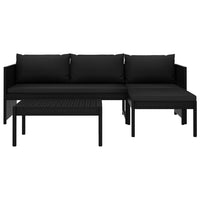 Thumbnail for 3-tlg. Garten-Lounge-Set mit Auflagen Poly Rattan Schwarz