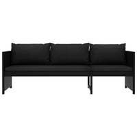 Thumbnail for 3-tlg. Garten-Lounge-Set mit Auflagen Poly Rattan Schwarz