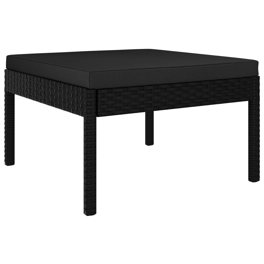 3-tlg. Garten-Lounge-Set mit Auflagen Poly Rattan Schwarz