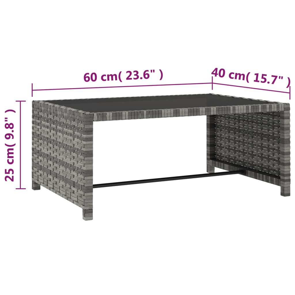 Sonnenliegen 2 Stk. mit Tisch Poly Rattan Grau
