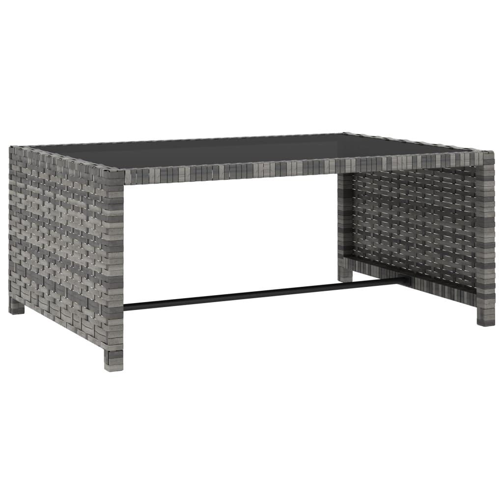 Sonnenliegen 2 Stk. mit Tisch Poly Rattan Grau