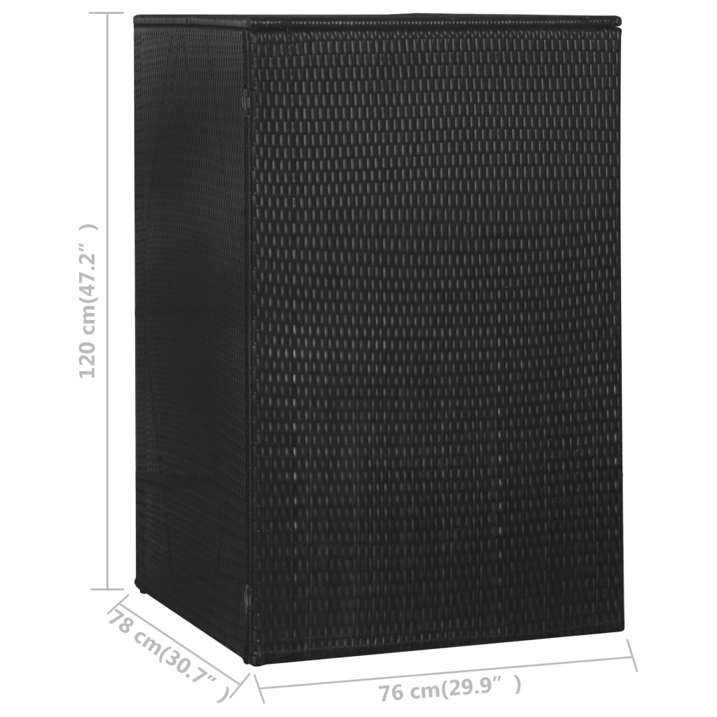 Mülltonnenbox für 1 Tonne Schwarz 76x78x120 cm Poly Rattan