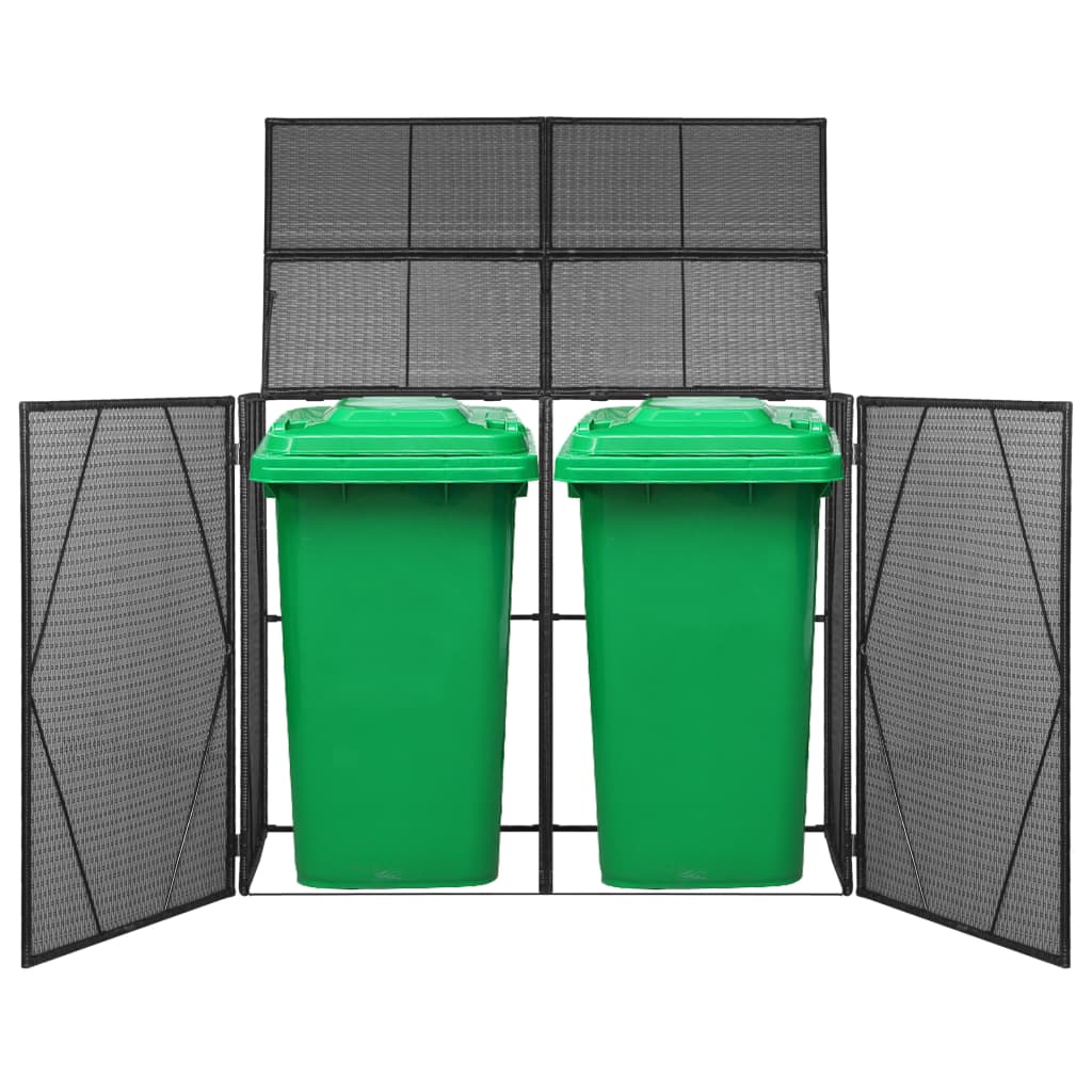 Mülltonnenbox für 2 Tonnen Schwarz 153 x 78 x 120 cm Poly Rattan