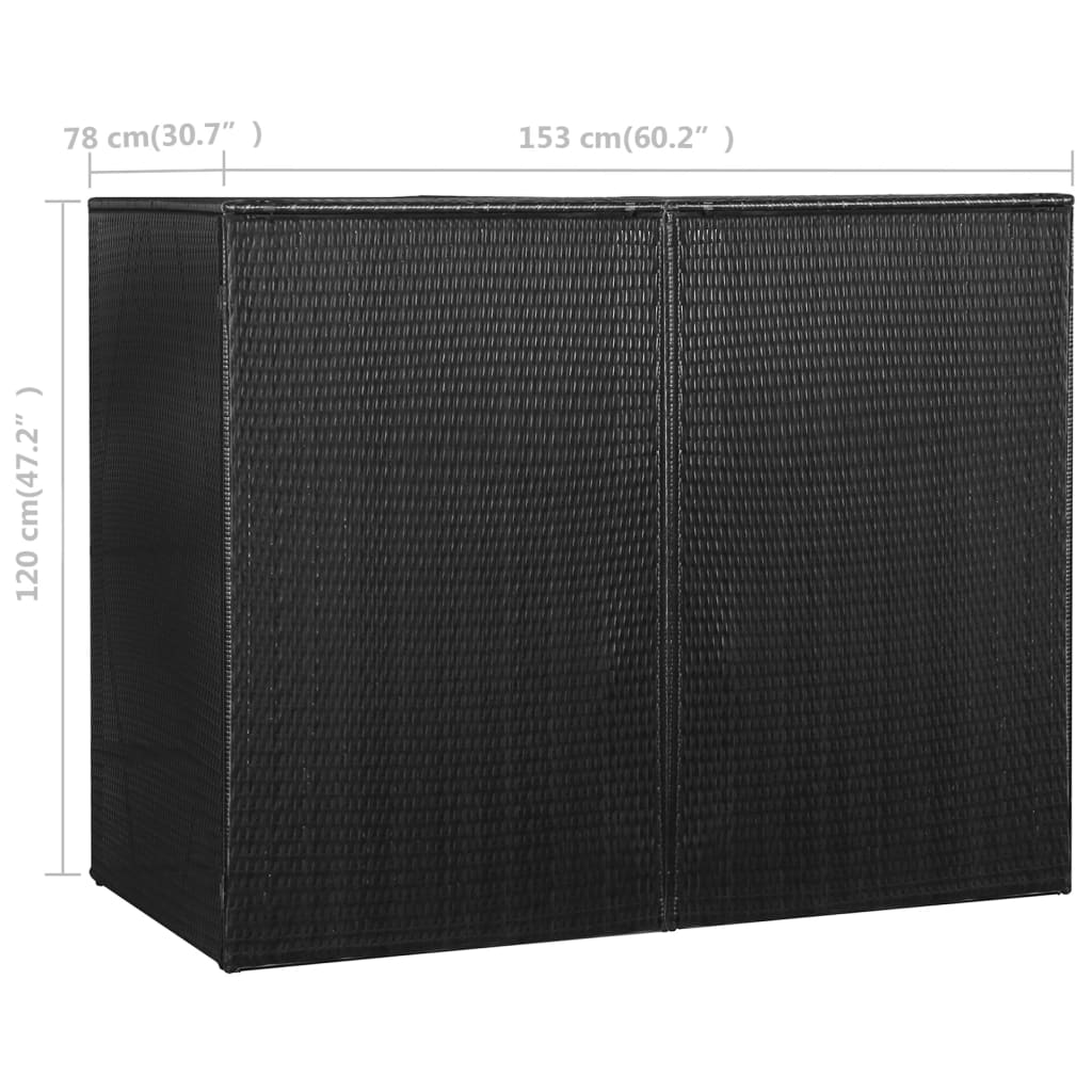 Mülltonnenbox für 2 Tonnen Schwarz 153 x 78 x 120 cm Poly Rattan