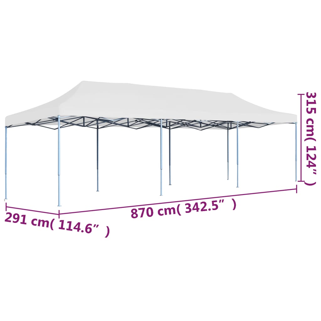 Pop-Up Partyzelt Faltbar 3 x 9 m Weiß