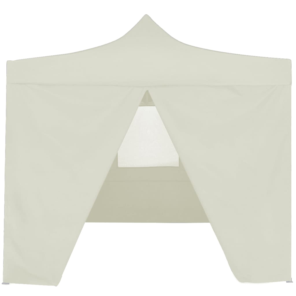 Profi-Partyzelt Faltbar mit 4 Seitenwänden 2×2m Stahl Creme