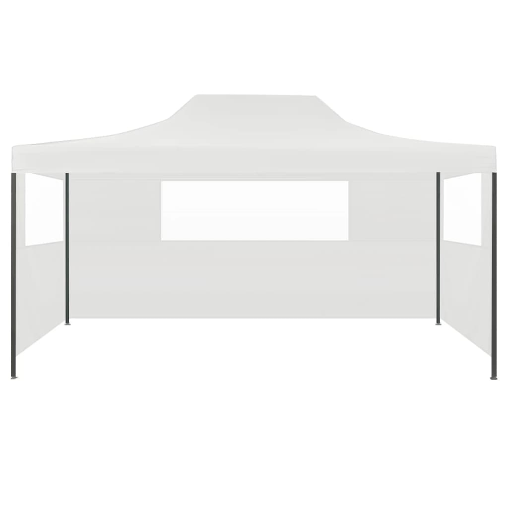 Profi-Partyzelt Faltbar mit 3 Seitenwänden 3×4m Stahl Weiß