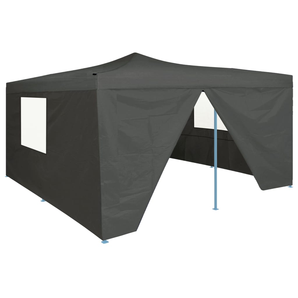 Faltpavillon mit 4 Seitenwänden 5x5 m Anthrazit