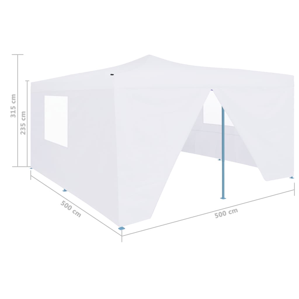 Faltpavillon mit 4 Seitenwänden 5x5 m Weiß