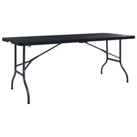 Thumbnail for Gartentisch Klappbar Schwarz 180×75×72 cm HDPE Rattan-Optik