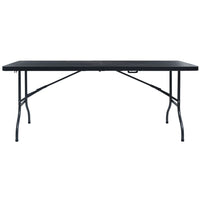 Thumbnail for Gartentisch Klappbar Schwarz 180×75×72 cm HDPE Rattan-Optik