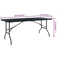 Thumbnail for Gartentisch Klappbar Schwarz 180×75×72 cm HDPE Rattan-Optik